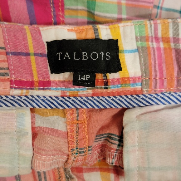Talbots Chino Shorts Size 14P Madras Plaid Patchwork Colorful Preppy Beach - Picture 6 of 7